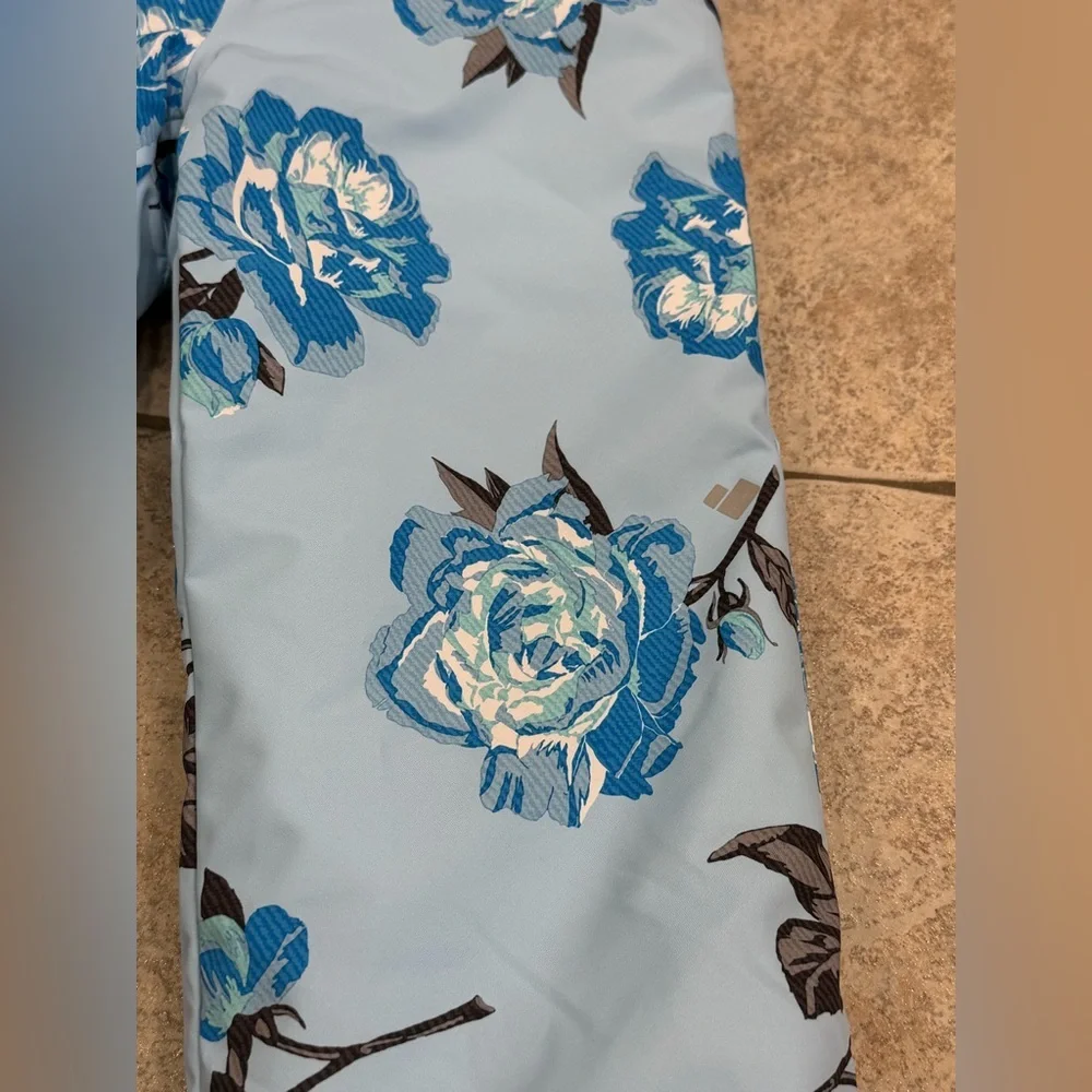 Obermeyer Blue Floral Kids snow bibs size girls 5